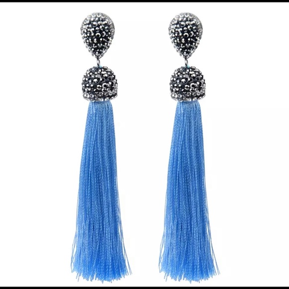 NWT Tassel Earrings Thread Long Dangle Drop Earrings Party Gigt black red white - Picture 6 of 10